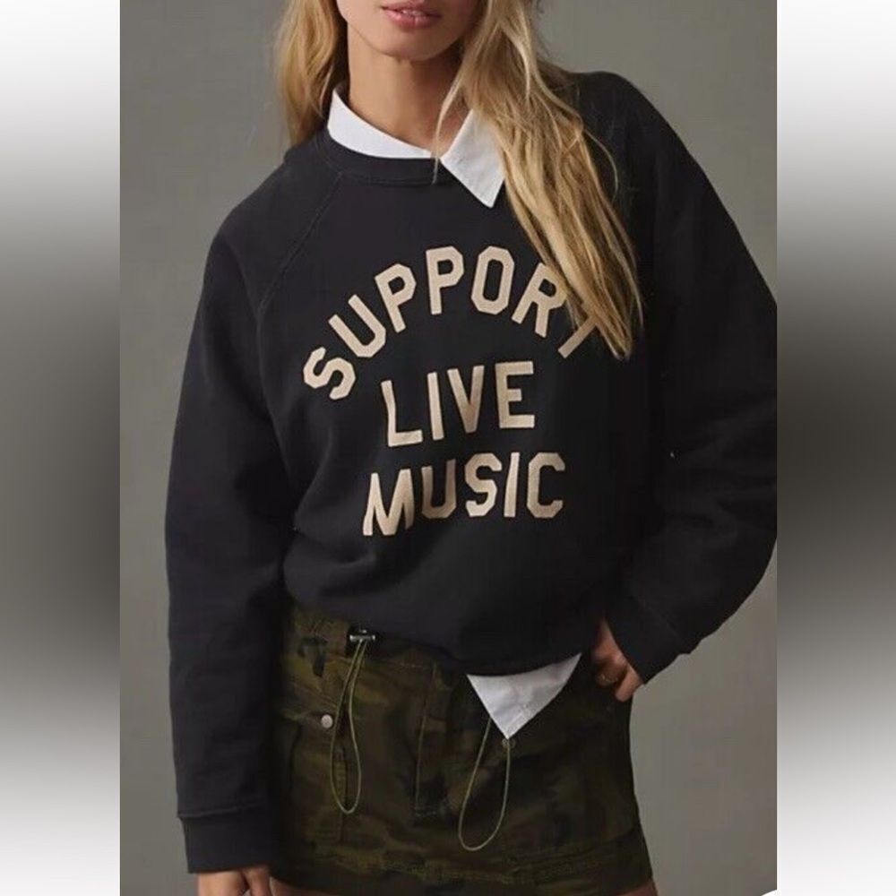 Free People Retro Brand Size XS “SUPPORT LIVE MUSIC” Sweatshirt